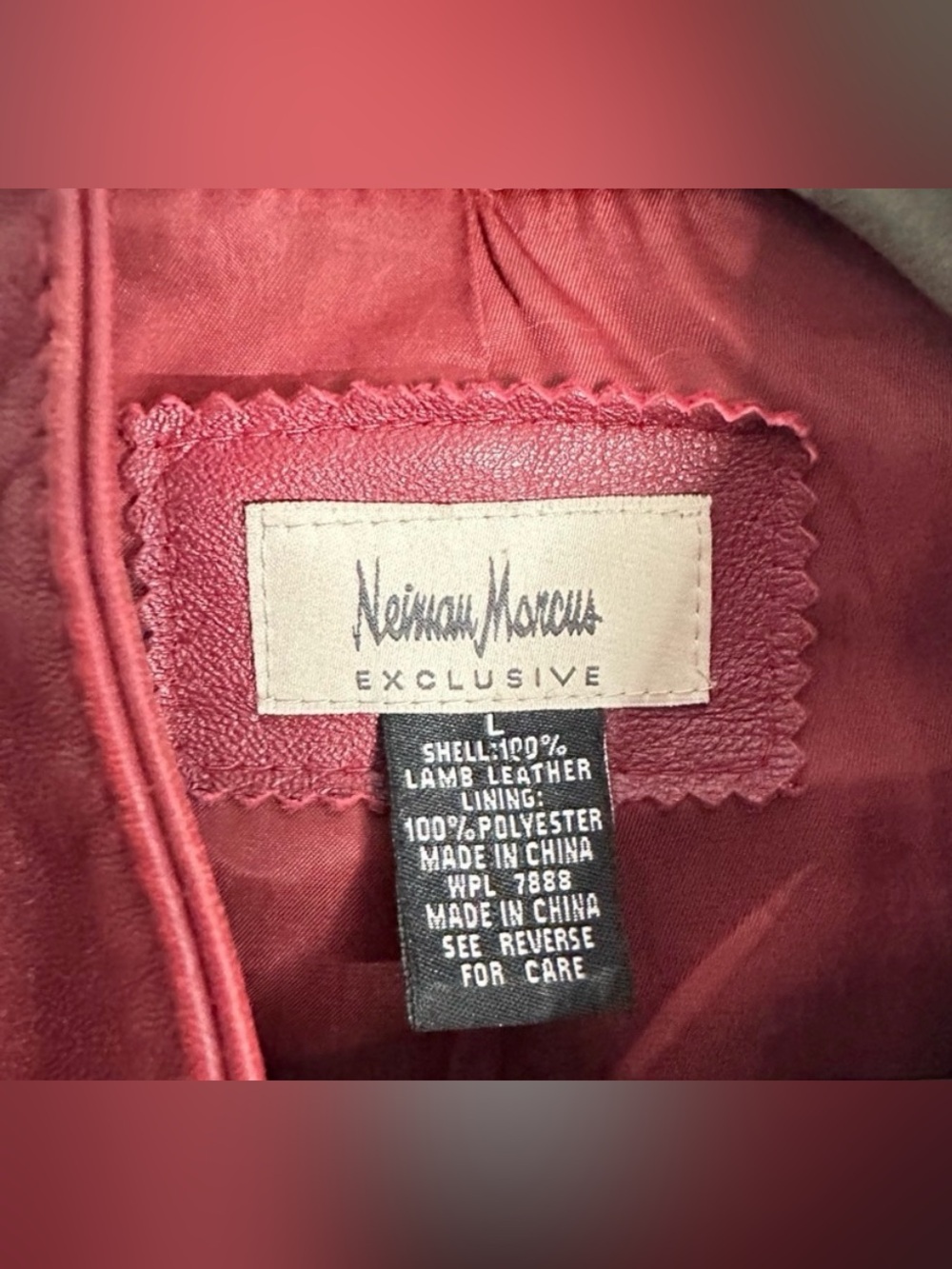 Neiman Marcus Red Leather Ruffle-Front Jacket - Picture 3 of 6